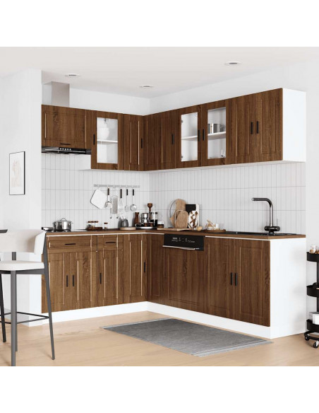 Set Mobili da Cucina 11 pz Porto Rovere Marrone in Truciolato