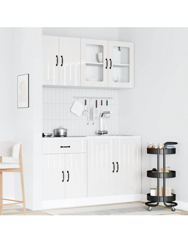 Set Mobili da Cucina 4 pz Kalmar Bianchi Lucido in Truciolato