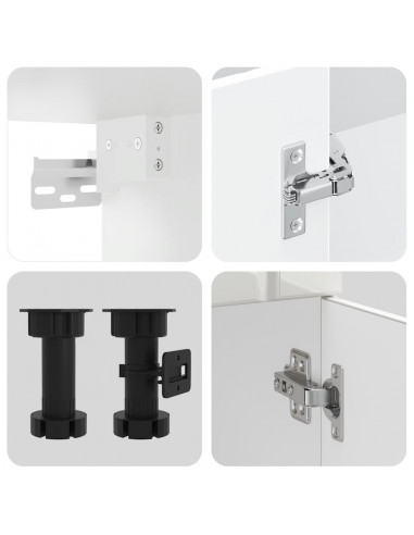 Set Mobili da Cucina 4 pz Kalmar Bianchi Lucido in Truciolato