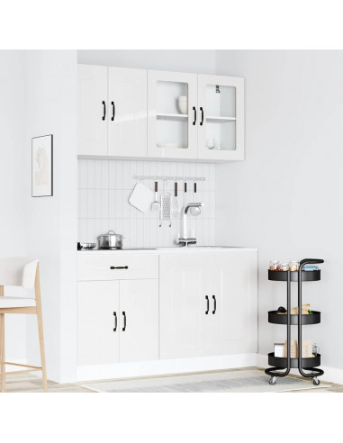 Set Mobili da Cucina 4 pz Kalmar Bianchi Lucido in Truciolato