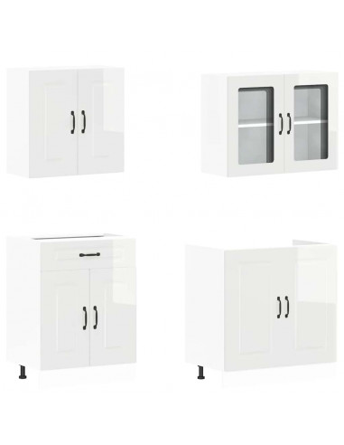 Set Mobili da Cucina 4 pz Kalmar Bianchi Lucido in Truciolato