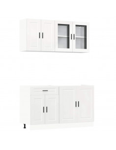 Set Mobili da Cucina 4 pz Kalmar Bianchi Lucido in Truciolato