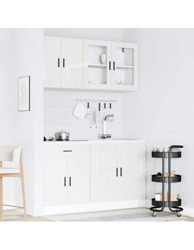 Set Mobili da Cucina 4 pz Kalmar Bianchi Lucido in Truciolato
