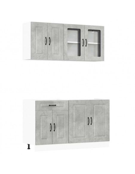 Set Mobili da Cucina 4 pz Kalmar Grigio Cemento in Truciolato