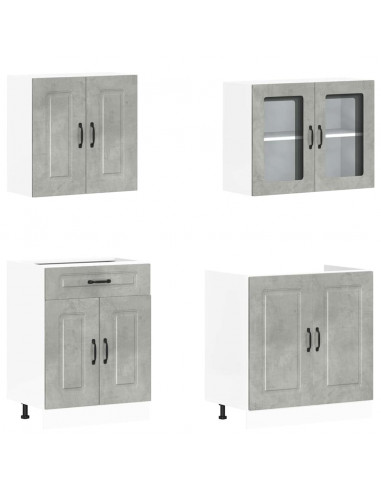 Set Mobili da Cucina 4 pz Kalmar Grigio Cemento in Truciolato