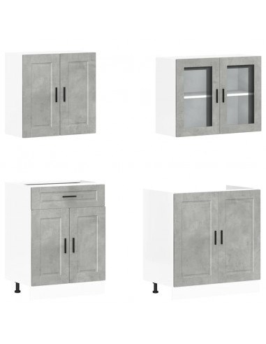 Set Mobili da Cucina 4 pz Kalmar Grigio Cemento in Truciolato