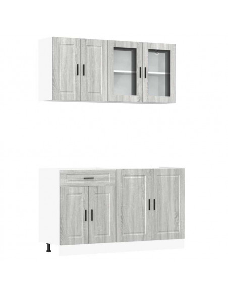 Set Mobili da Cucina 4 pz Kalmar Grigio Sonoma in Truciolato