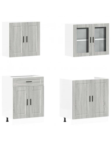 Set Mobili da Cucina 4 pz Kalmar Grigio Sonoma in Truciolato