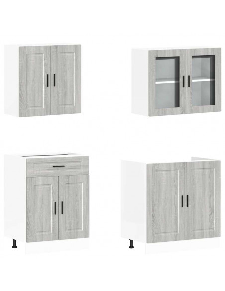 Set Mobili da Cucina 4 pz Kalmar Grigio Sonoma in Truciolato