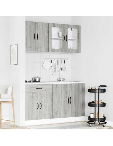 Set Mobili da Cucina 4 pz Kalmar Grigio Sonoma in Truciolato