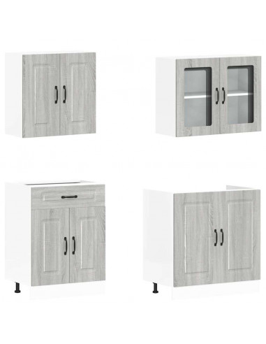 Set Mobili da Cucina 4 pz Kalmar Grigio Sonoma in Truciolato