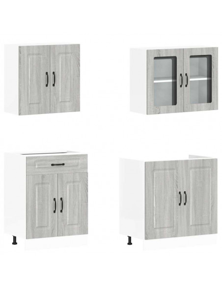 Set Mobili da Cucina 4 pz Kalmar Grigio Sonoma in Truciolato
