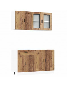 Set Mobili da Cucina 4 pz Kalmar Legno Vecchio in Truciolato