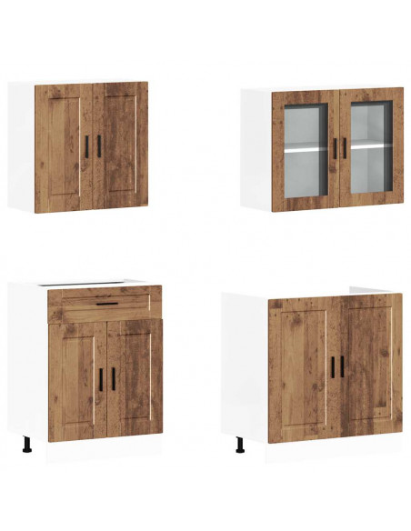 Set Mobili da Cucina 4 pz Kalmar Legno Vecchio in Truciolato
