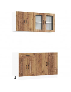 Set Mobili da Cucina 4 pz Kalmar Legno Vecchio in Truciolato