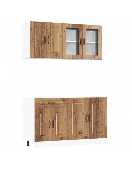 Set Mobili da Cucina 4 pz Kalmar Legno Vecchio in Truciolato