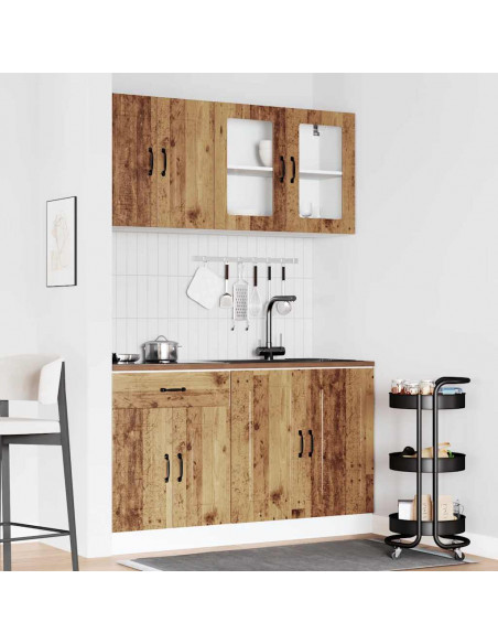 Set Mobili da Cucina 4 pz Kalmar Legno Vecchio in Truciolato