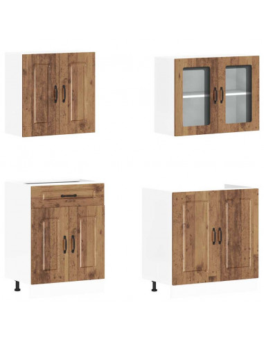 Set Mobili da Cucina 4 pz Kalmar Legno Vecchio in Truciolato
