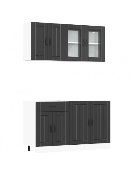 Set Mobili da Cucina 4 pz Kalmar Neri Legno Multistrato