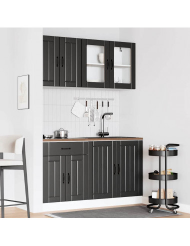 Set Mobili da Cucina 4 pz Kalmar Neri Legno Multistrato