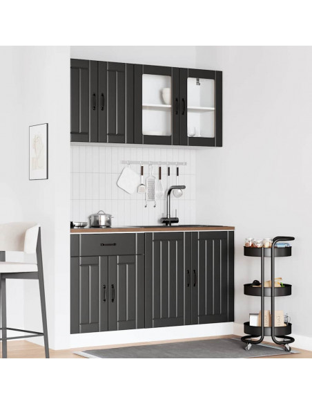 Set Mobili da Cucina 4 pz Kalmar Neri Legno Multistrato