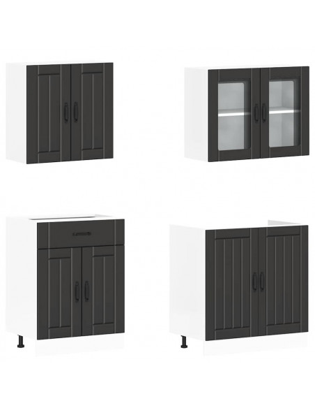 Set Mobili da Cucina 4 pz Kalmar Neri Legno Multistrato