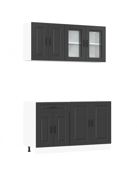 Set Mobili da Cucina 4 pz Kalmar Neri Legno Multistrato
