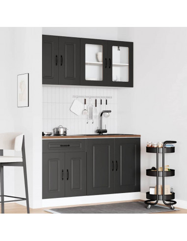 Set Mobili da Cucina 4 pz Kalmar Neri Legno Multistrato