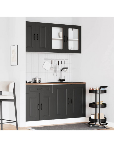 Set Mobili da Cucina 4 pz Kalmar Neri Legno Multistrato