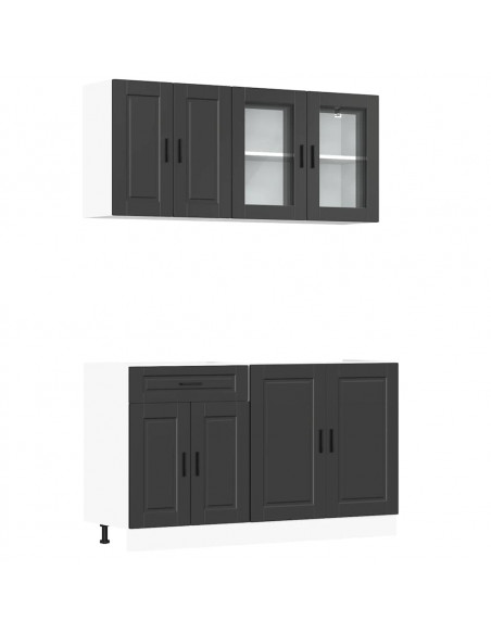 Set Mobili da Cucina 4 pz Kalmar Neri Legno Multistrato
