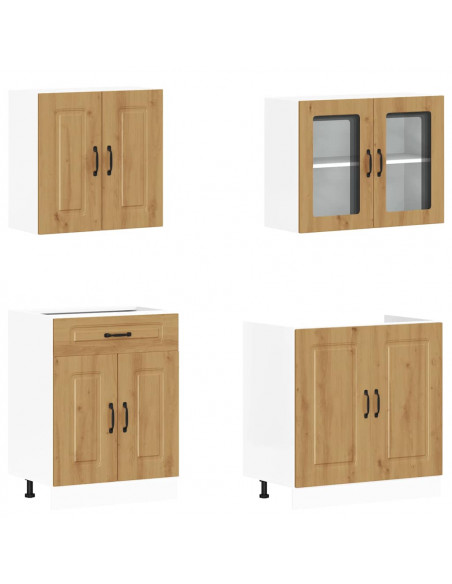Set Mobili da Cucina 4 pz Kalmar Rovere Artigianale Truciolato