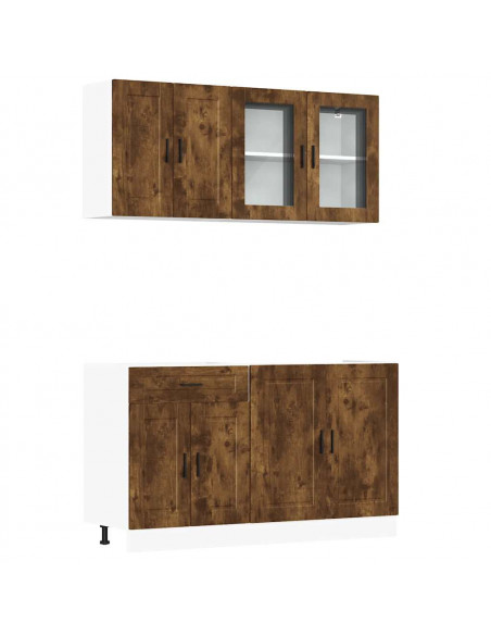 Set Mobili da Cucina 4 pz Kalmar Rovere Fumo Legno Multistrato