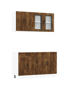 Set Mobili da Cucina 4 pz Kalmar Rovere Fumo Legno Multistrato