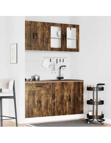 Set Mobili da Cucina 4 pz Kalmar Rovere Fumo Legno Multistrato