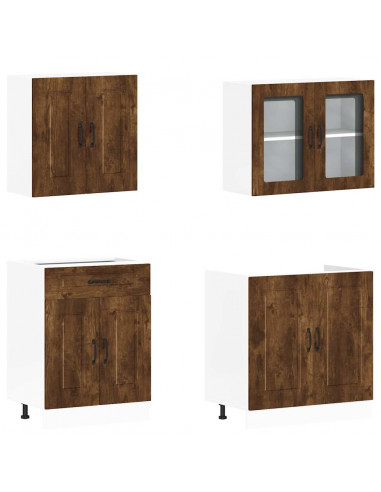 Set Mobili da Cucina 4 pz Kalmar Rovere Fumo Legno Multistrato