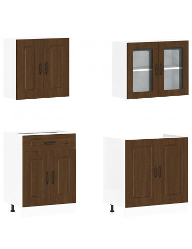 Set Mobili da Cucina 4 pz Kalmar Rovere Marrone in Truciolato