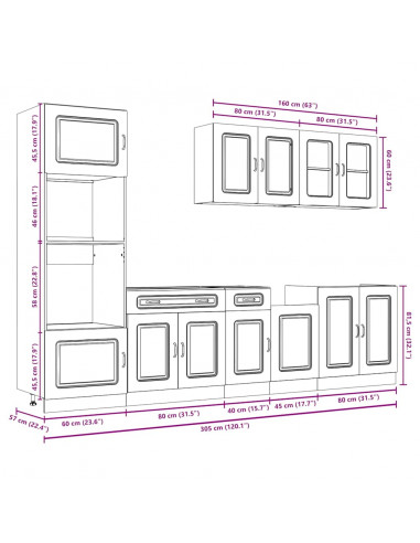 Set Mobili da Cucina 7 pz Kalmar Bianco Legno Multistrato