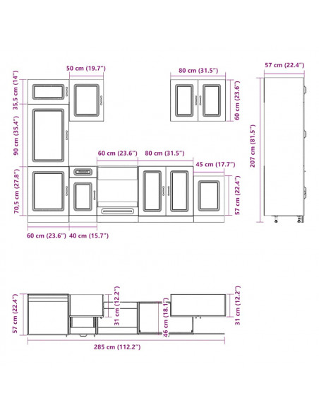 Set Mobili da Cucina 7 pz Kalmar Bianco Legno Multistrato