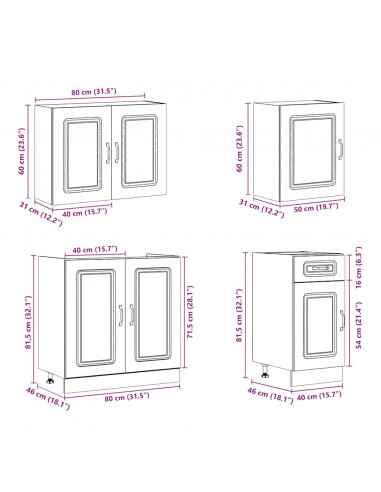 Set Mobili da Cucina 7 pz Kalmar Bianco Legno Multistrato