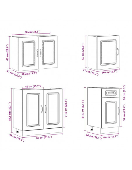 Set Mobili da Cucina 7 pz Kalmar Bianco Legno Multistrato
