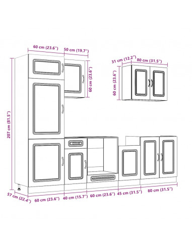 Set Mobili da Cucina 7 pz Kalmar Bianco Legno Multistrato