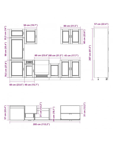 Set Mobili da Cucina 7 pz Kalmar Bianco Legno Multistrato