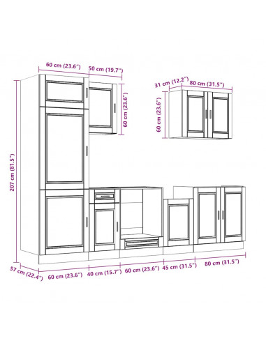 Set Mobili da Cucina 7 pz Kalmar Bianco Legno Multistrato
