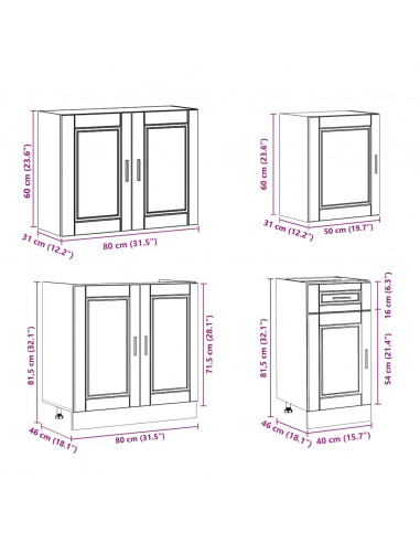 Set Mobili da Cucina 7 pz Kalmar Grigio Cemento in Truciolato