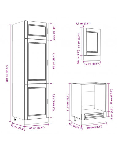 Set Mobili da Cucina 7 pz Kalmar Grigio Cemento in Truciolato