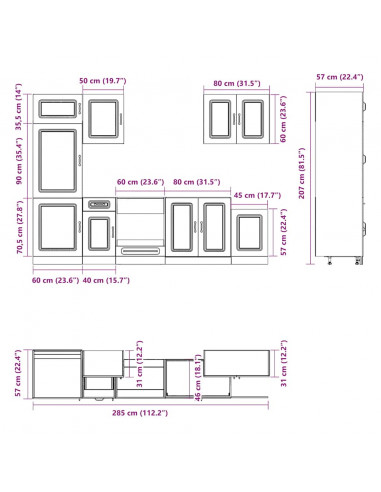 Set Mobili da Cucina 7 pz Kalmar Grigio Cemento in Truciolato