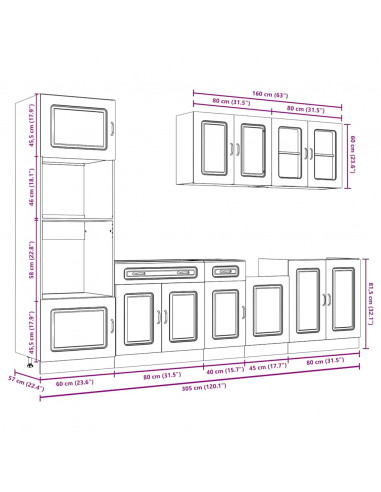 Set Mobili da Cucina 7 pz Kalmar Grigio Cemento in Truciolato