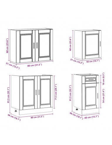 Set Mobili da Cucina 7 pz Kalmar Grigio Sonoma in Truciolato