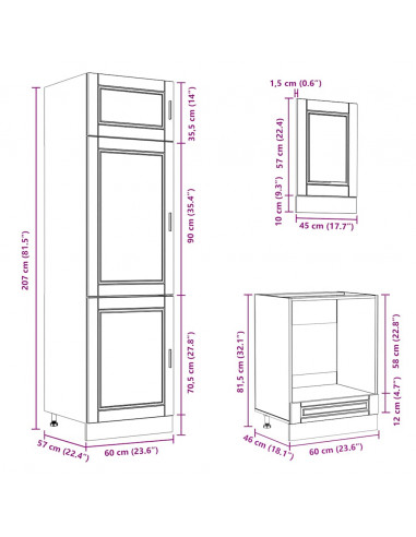 Set Mobili da Cucina 7 pz Kalmar Legno Vecchio in Truciolato