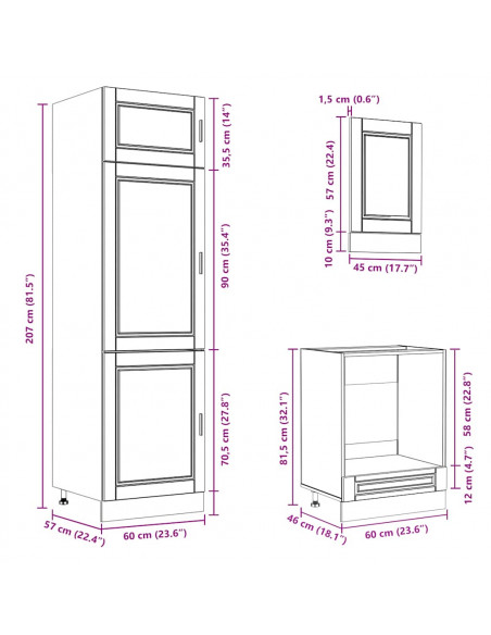 Set Mobili da Cucina 7 pz Kalmar Legno Vecchio in Truciolato